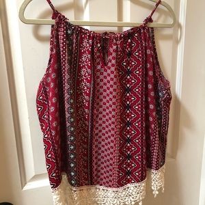 No Boundaries Red lace tank top XL